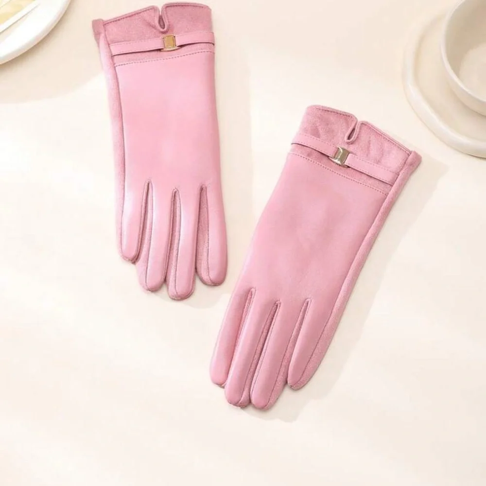 1 Pair Women's Solid Pink Casual Elegant Polyester Gloves,